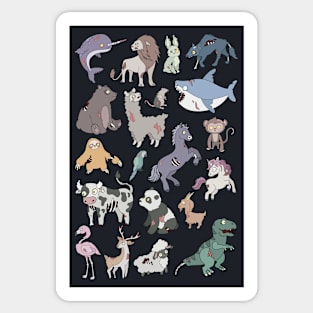 Cool Collection of Zombie Animals // Zombie Sloth Unicorn Tiger Lion T-Rex Sticker